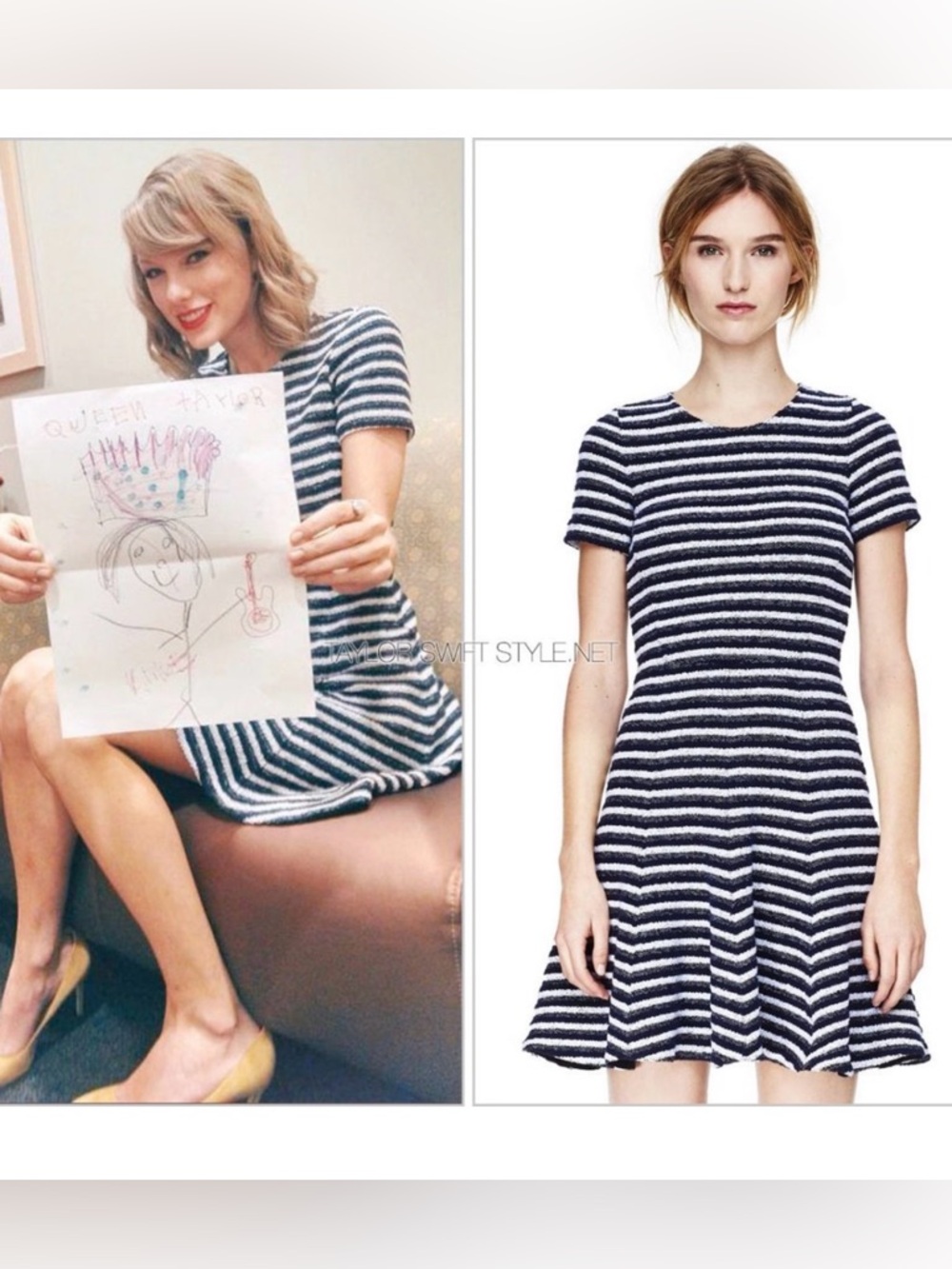 Theory Albita Dress in "Uniform & White" Striped Tweed